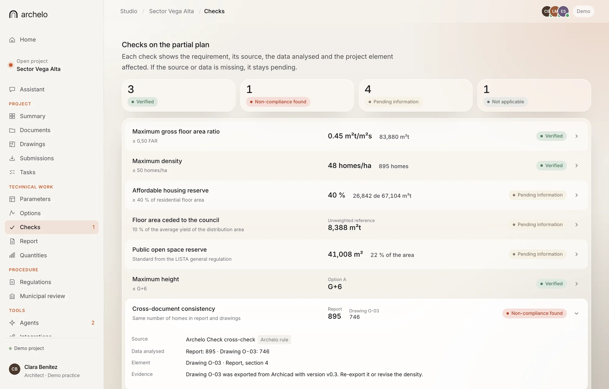 App view: project checks